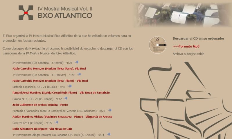 Eixo Atlántico ofrece descarga gratuita del volumen II de la Mostra Musical