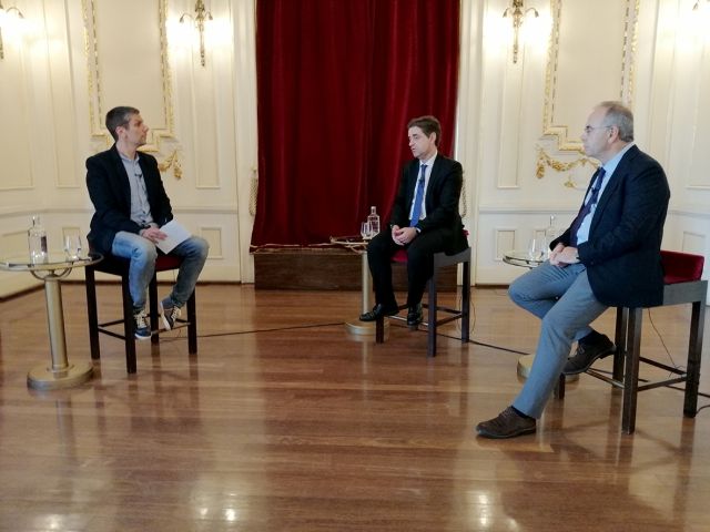 Ricardo Rio e Xosé Bugallo en el programa de televisión sobre la eurorregión