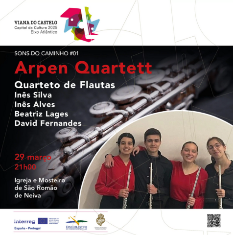 O Arpen Quartett inaugura o Ciclo Sons do Caminho cun concerto na Igrexa e Mosteiro de São Romão do Neiva