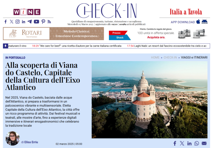 Viana do Castelo, Capital da Cultura do Eixo Atlântico, na revista italiana Italia a Tavola