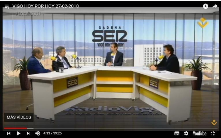 Martín F. Prado, Paulo Ramalho y Luís Domínguez explican la puesta en marcha de la Agenda Urbana del Eixo en el programa mensual de Radio Vigo y Localia