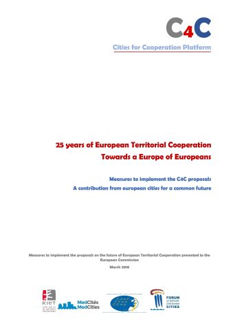 La cooperación territorial europea y la política de cohesión:  Medidas para concretar las propuestas en defensa de la política europea de cohesión